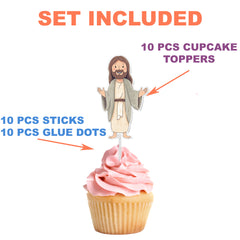 Jesus Cupcake Toppers - 10pcs Set - Inspirational Religious Party Decorations