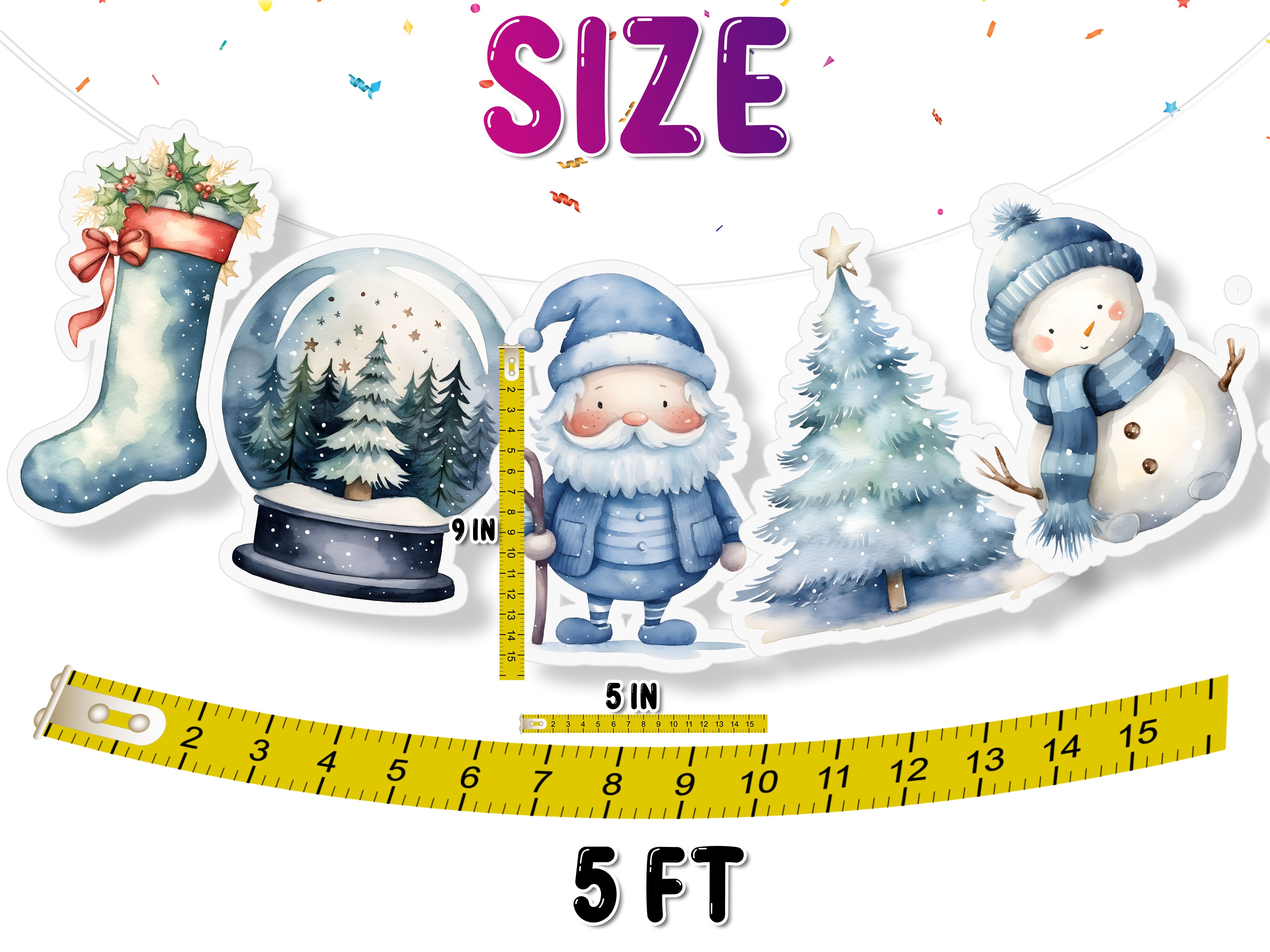 Winter Wonderland 5 Pcs Banner - Festive Holiday Decor