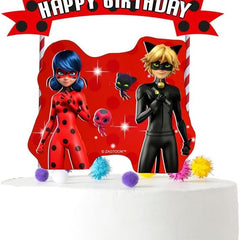 Miraculous Ladybug Cardstock Cake Topper - Add a Heroic Touch to Your Celebration Cakes!