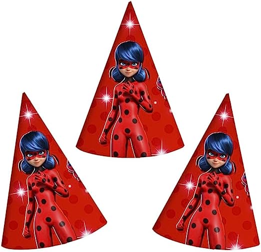 Miraculous Ladybug Birthday Paper Hats - Set of 10, Perfect for Superhero Themed Parties!