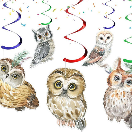 Enchanting Owl Ceiling Streamers - Set of 10, Whimsical Party Decorations for Owl Lovers