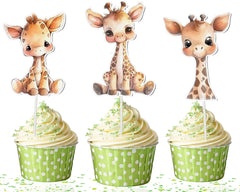 Sweet Safari Giraffe Cupcake Toppers - Set of 10 - Charming Jungle-Themed Cake Decorations