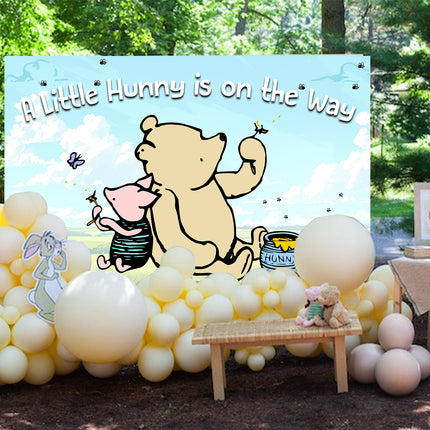 Winnie Pooh Baby Shower Backdrop – Customizable Party Decoration, Available in 5x3 FT & 7x5 FT Sizes