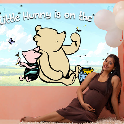 Winnie Pooh Baby Shower Backdrop – Customizable Party Decoration, Available in 5x3 FT & 7x5 FT Sizes