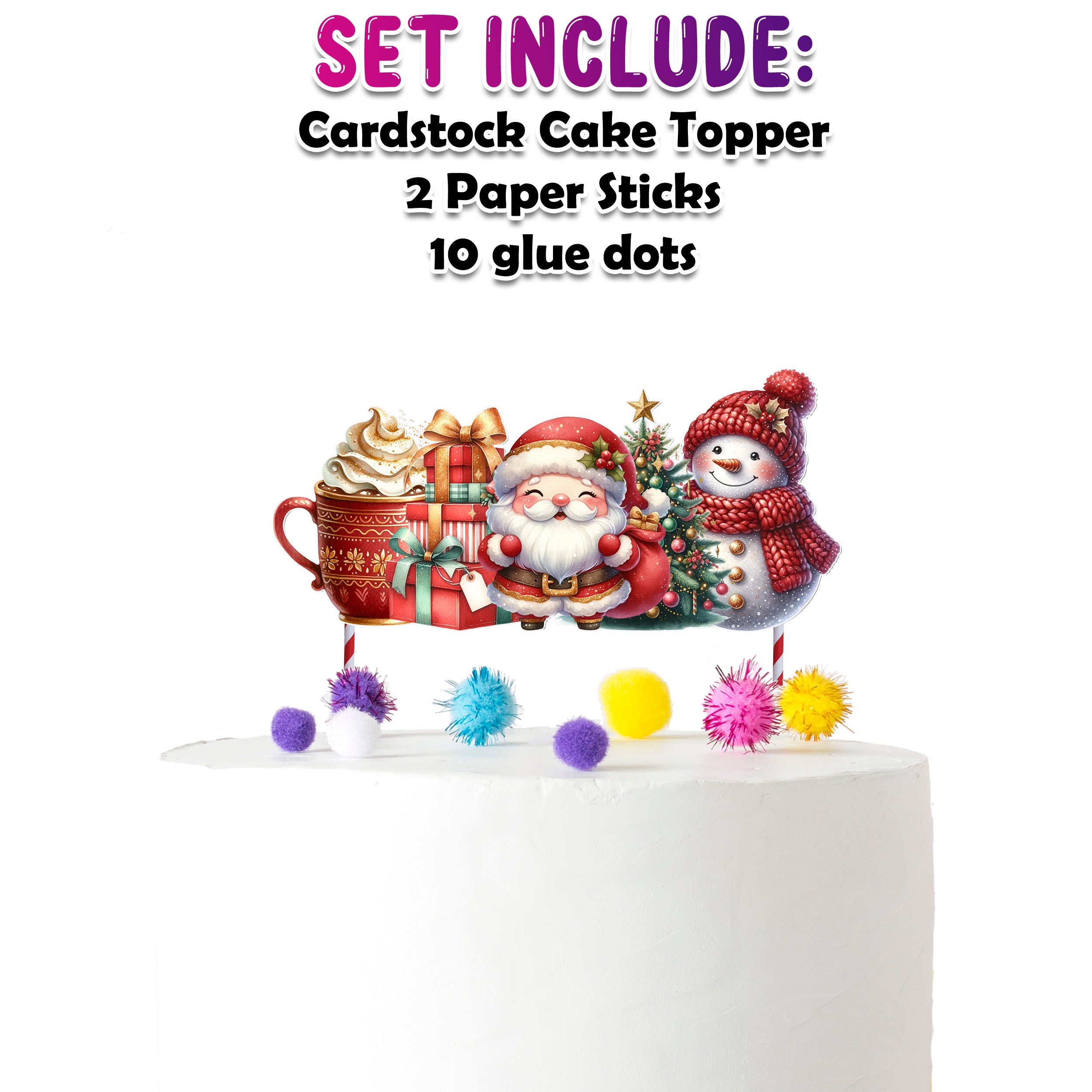 Santa & Snowman Holiday Cake Topper