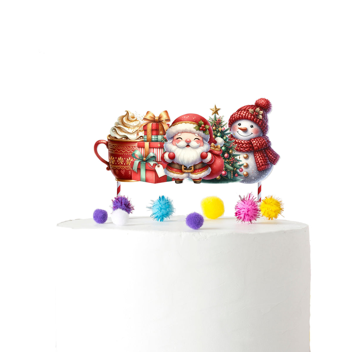 Santa & Snowman Holiday Cake Topper