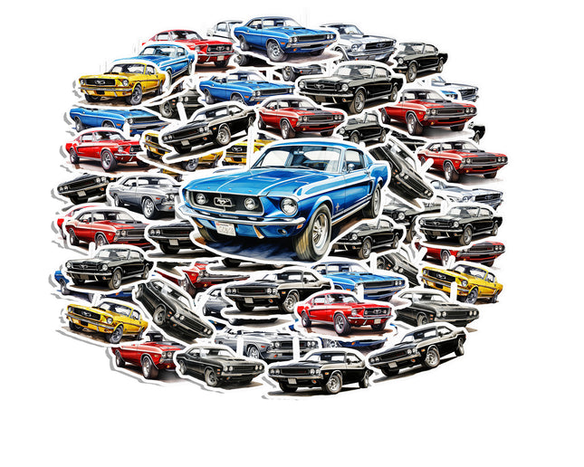 Vintage Muscle Car Stickers – Classic Car Decal Set 20 Pack