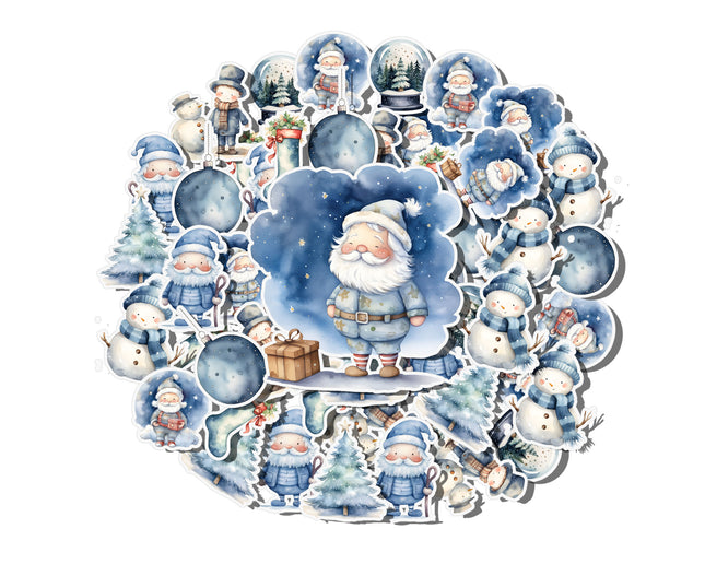 Winter Wonderland Santa & Snowman Stickers – Festive Christmas Decor (20pcs)