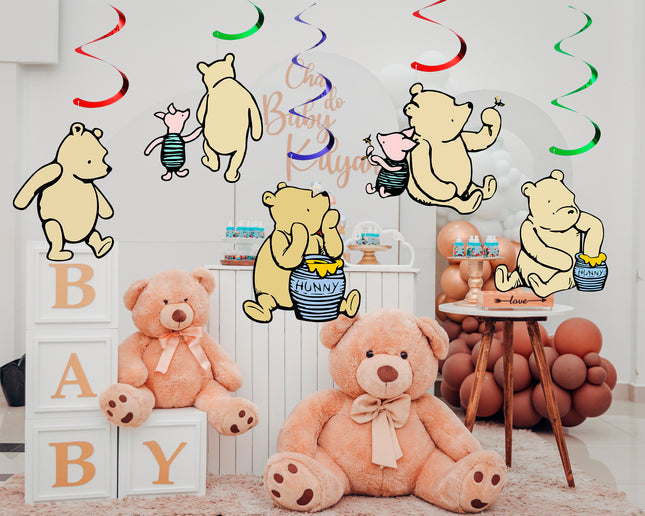 Winnie Pooh-Themed Hanging Streamers Swirls – Baby Shower & Party Ceiling Streamers Decorations