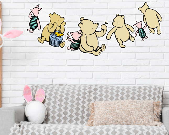 Winnie Pooh - Themed Party Garland – Adorable Baby Shower Banner Decoration with Characters