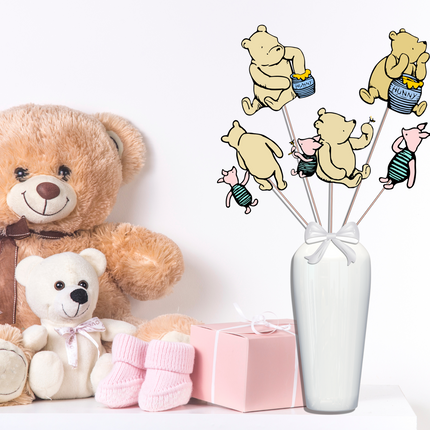 Winnie Pooh-Themed Centerpiece Sticks – Baby Shower & Party Decoration Picks