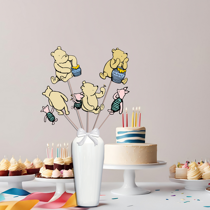 Winnie Pooh-Themed Centerpiece Sticks – Baby Shower & Party Decoration Picks