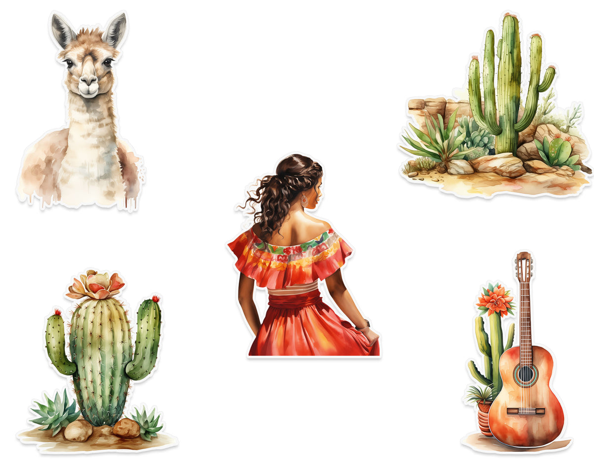 Mexican Fiesta Wall Stickers Set - 5 pcs