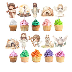 Jesus Cupcake Toppers - 10pcs Set - Inspirational Religious Party Decorations