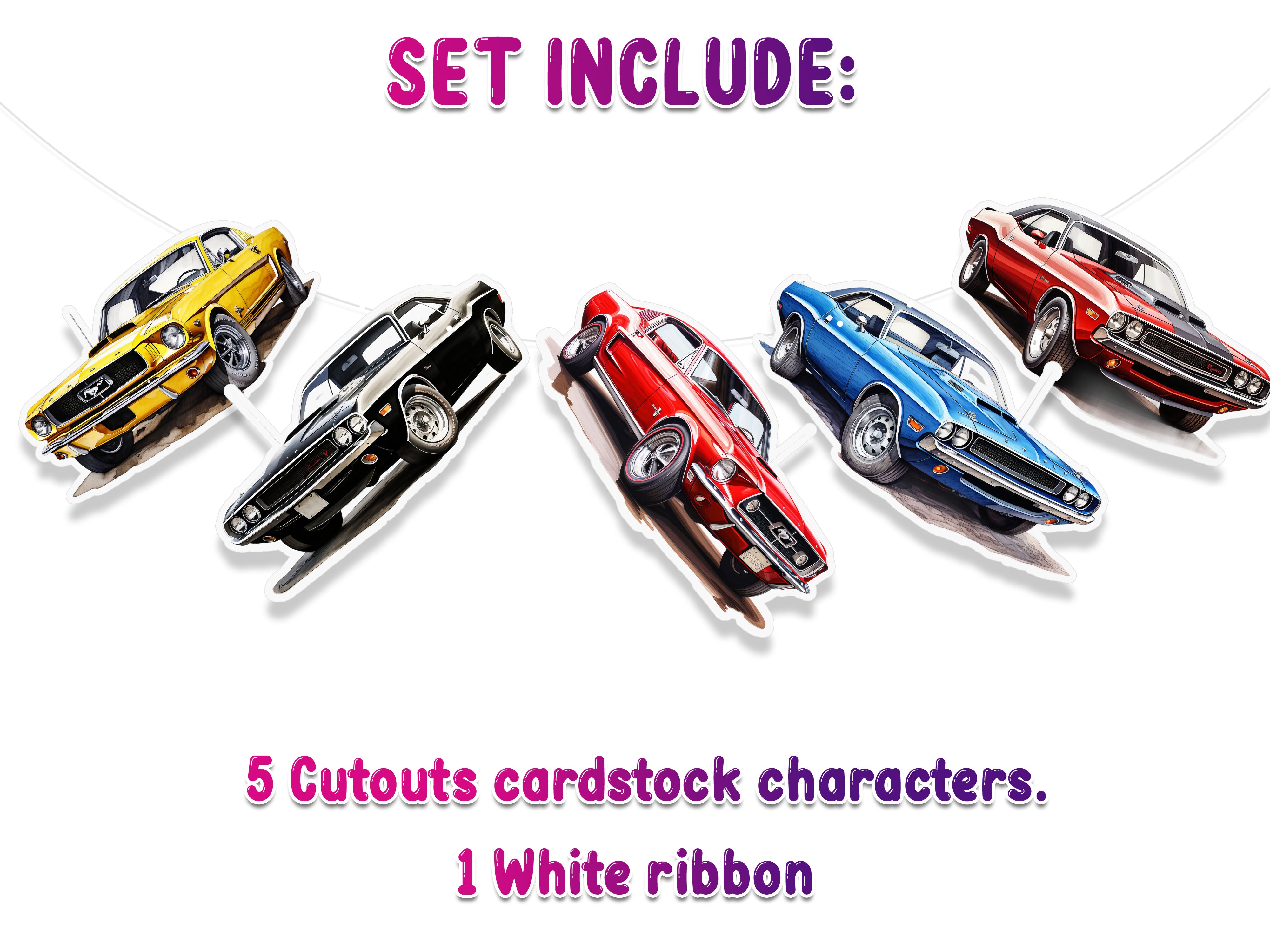 Classic Car 5-Piece Banner Decoration