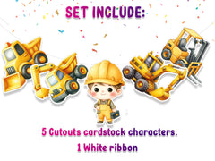 Construction Theme 5-Piece Banner Decoration