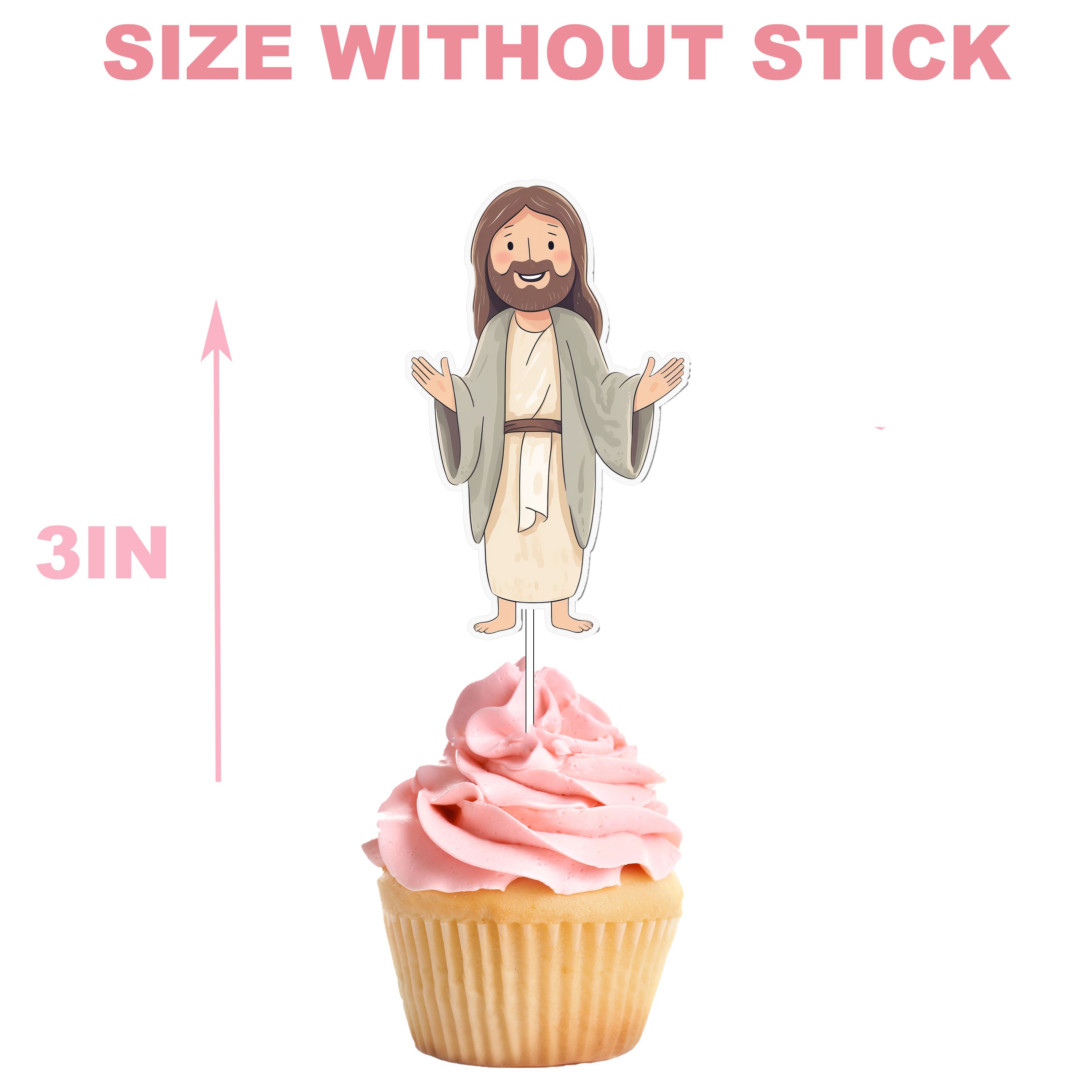 Jesus Cupcake Toppers - 10pcs Set - Inspirational Religious Party Decorations