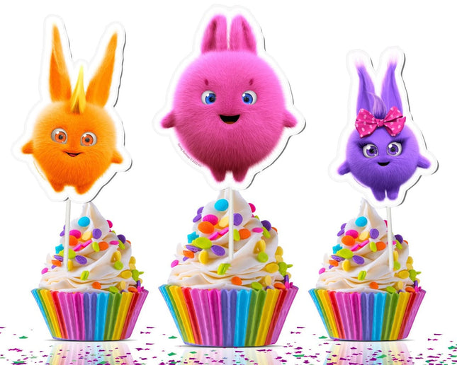 Sunny Bunnies Cupcake Toppers - Set of 10, Perfect for Fun-Filled Celebrations!