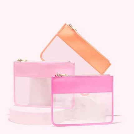 Customizable Clear Clutch Chenille Letters - Versatile Travel, Snack, Makeup and Essentials Organizer - Available in 6 Colors 