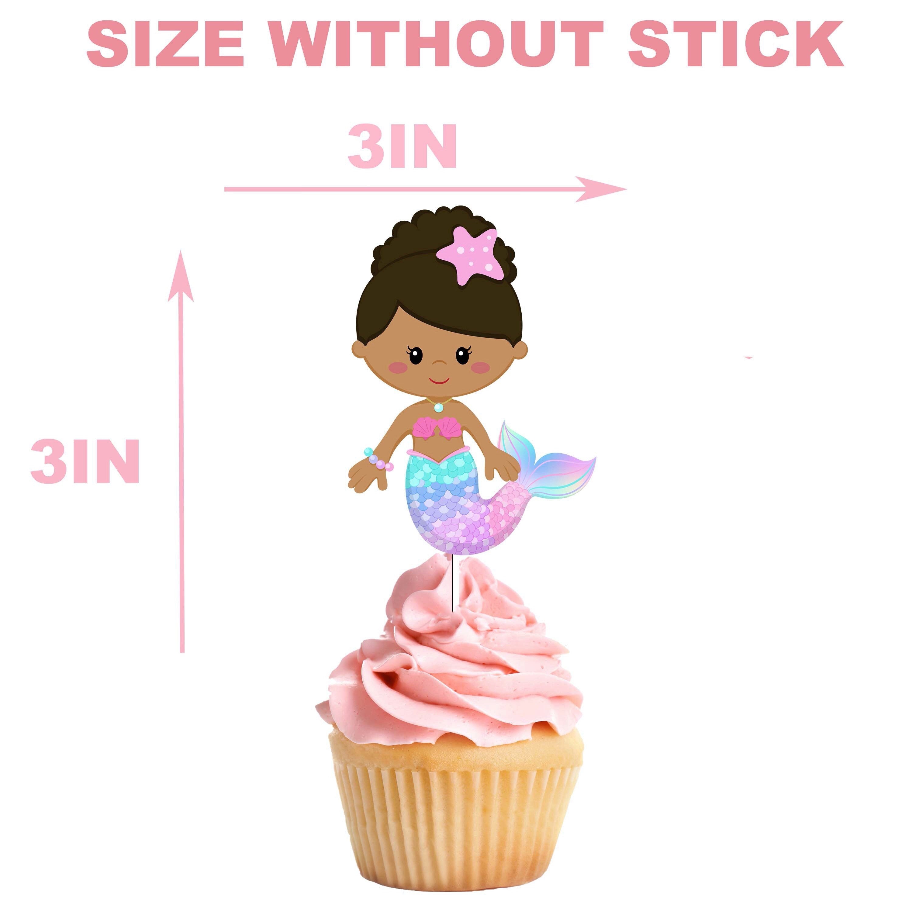 Afro Mermaid Cupcake Toppers - Perfect for Birthday Celebrations and Party Decorations