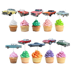 Retro Ride - Vintage Classic Car Cupcake Toppers for Timeless Celebrations