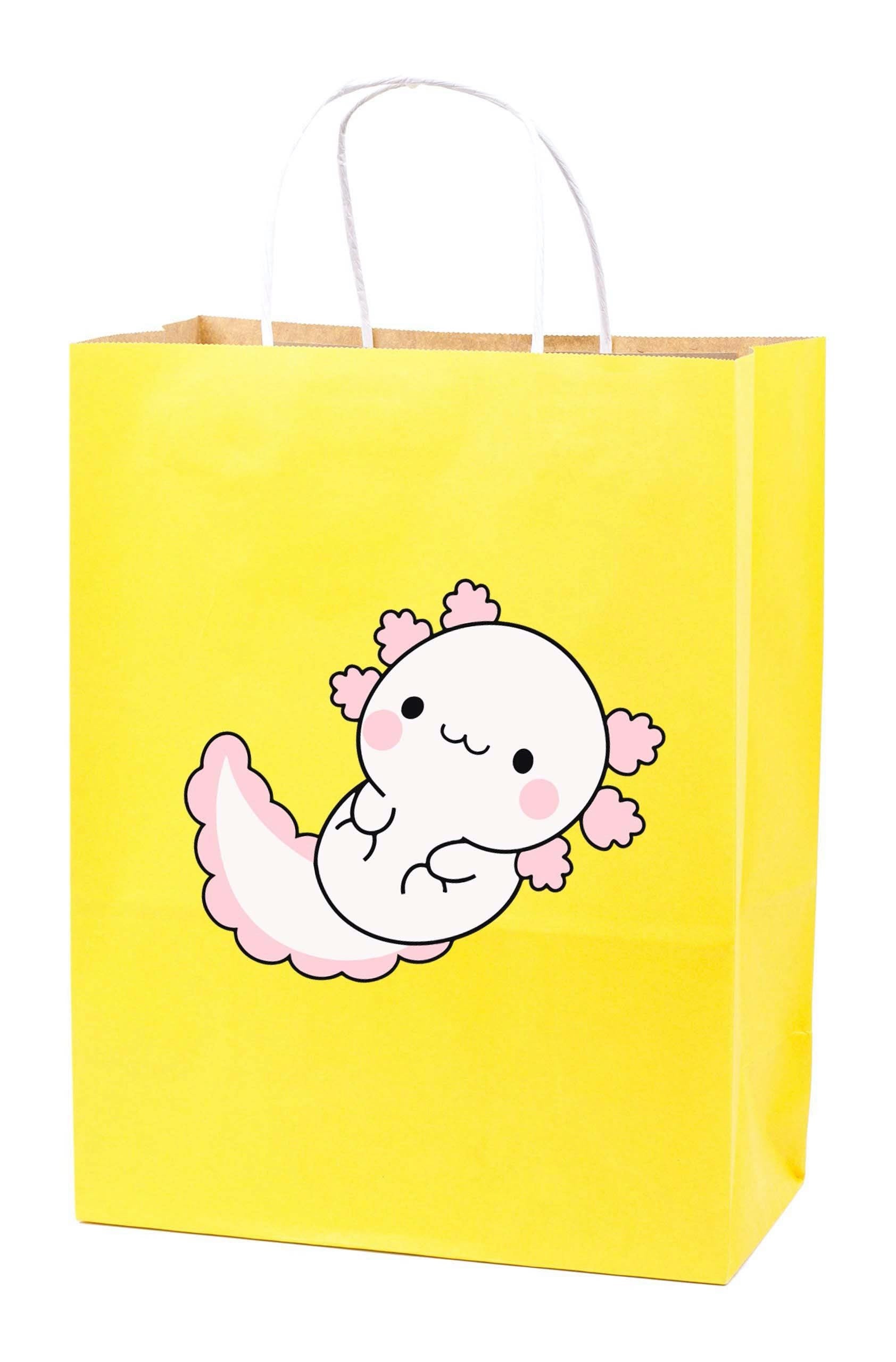 6 Pcs Axolotl Party Favor Bags Stickers | Axolotls Birthday Party Supplies | Axolotl Ocean Animals Birthday Decorations Favors