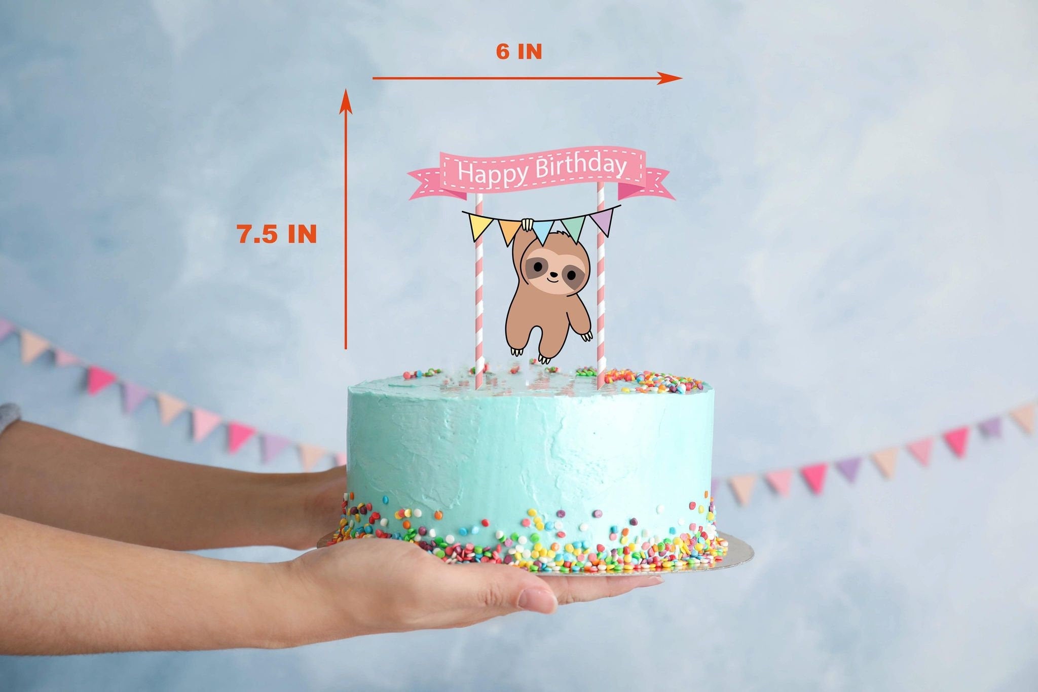 Hang In There - Cheerful Sloth Cake Topper for Relaxing Birthday Celebrations
