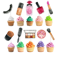 Chic Beauty Makeup Cupcake Toppers - Glam Up Your Celebration!