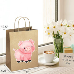 6 Pcs Pig Farm Animals Party Favor Bags | Barnyard Animals Birthday Party Supplies | Farm Animals Birthday Decorations Favors