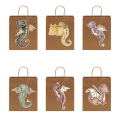 6 Pcs Dragons Party Favor Bags | Dragon Animals Birthday Party Supplies | Animals Birthday Decorations Favors