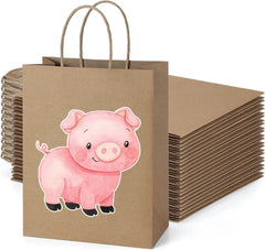 6 Pcs Pig Farm Animals Party Favor Bags | Barnyard Animals Birthday Party Supplies | Farm Animals Birthday Decorations Favors