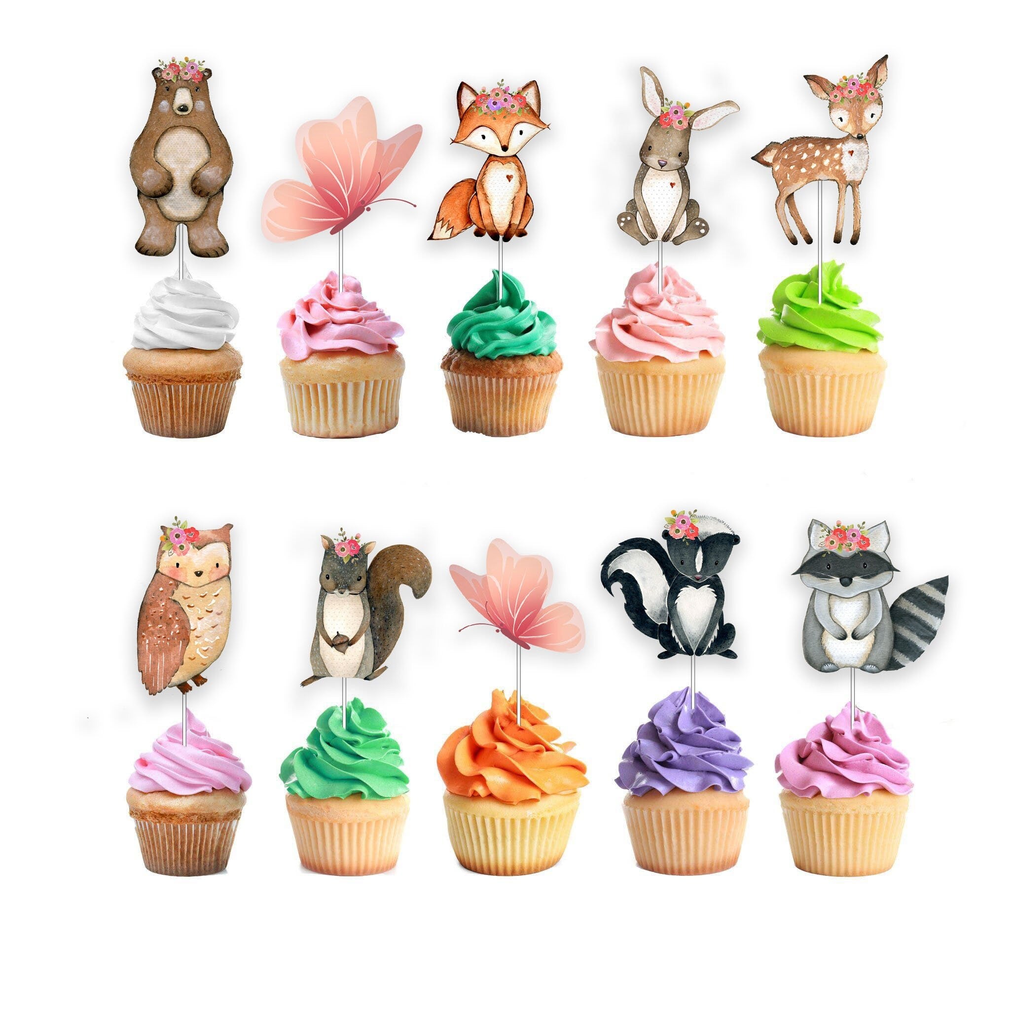 Enchanted Woodland Set Of 10 Cupcake Toppers