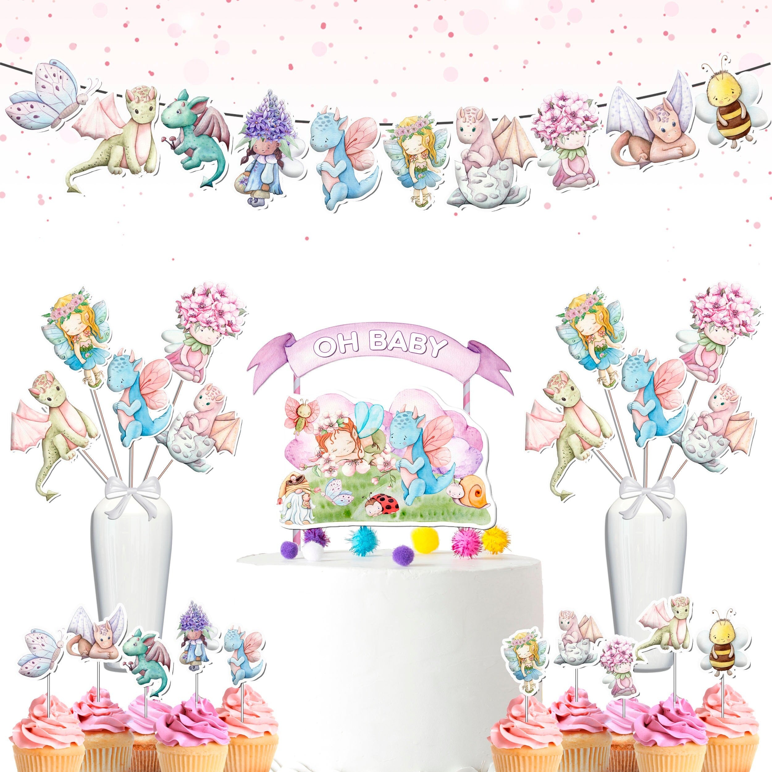 Enchanted Dragons and Fairies Party Decor Set