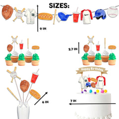 Home Run Baseball Birthday Party Decor Set - Cake Topper, Cupcake Toppers, Centerpieces, & Banner - Perfect for Sporty Celebrations
