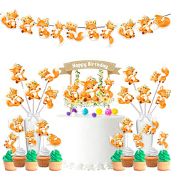 Charming Fox Woodland Birthday Party Decor Set