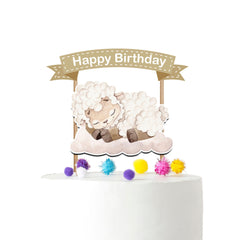 Sweet Slumber - Adorable Baby Lamb Cartoon Cake Topper for Birthday Celebrations