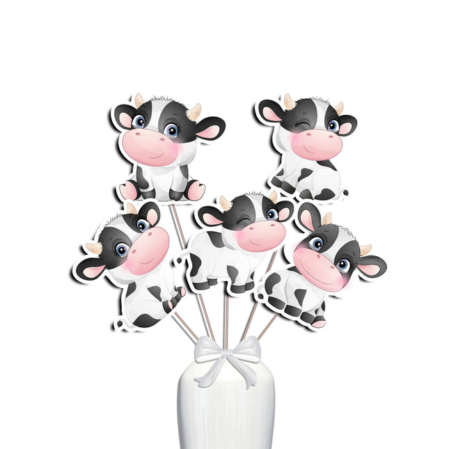 Set of 5 Cow Centerpieces for Farm-Themed Party Decor