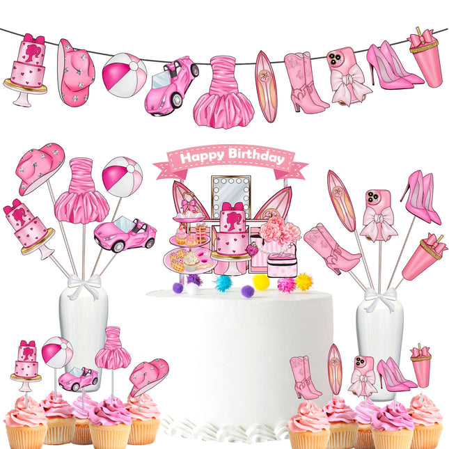 Ultimate Glamorous Pink Doll Party Decor Set