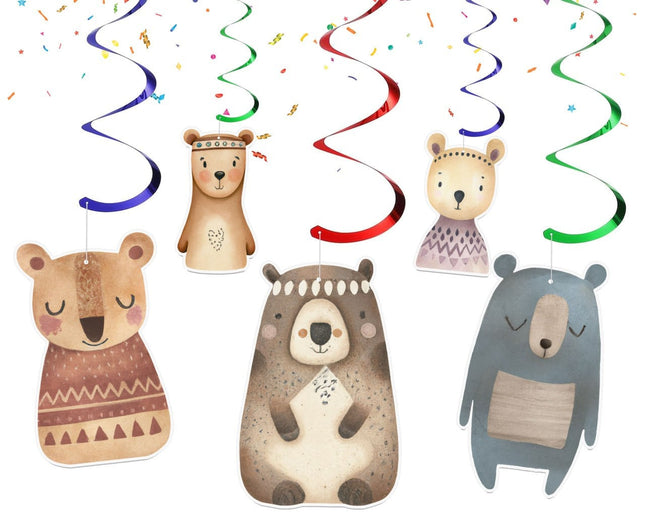 Woodland Bear Party Swirl Decorations