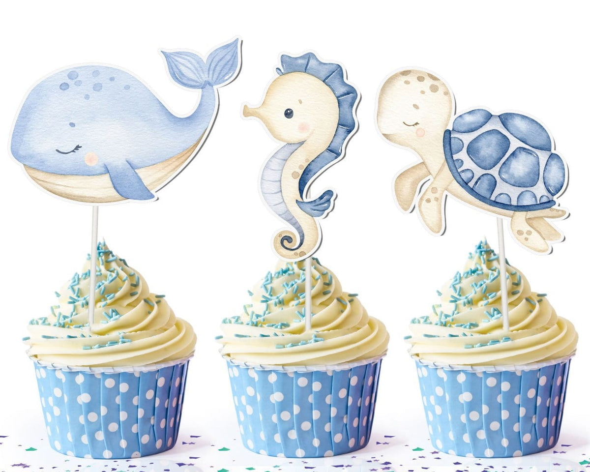 Adorable Under the Sea Cupcake Toppers - Perfect for Ocean-Themed Parties