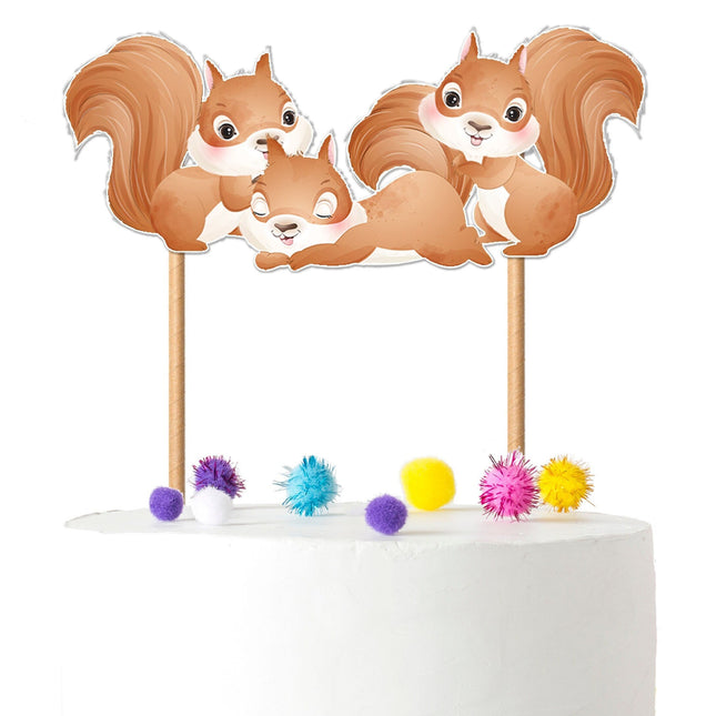 Charming Squirrel Cake Topper – Perfect for Baby Showers and Birthday Celebrations