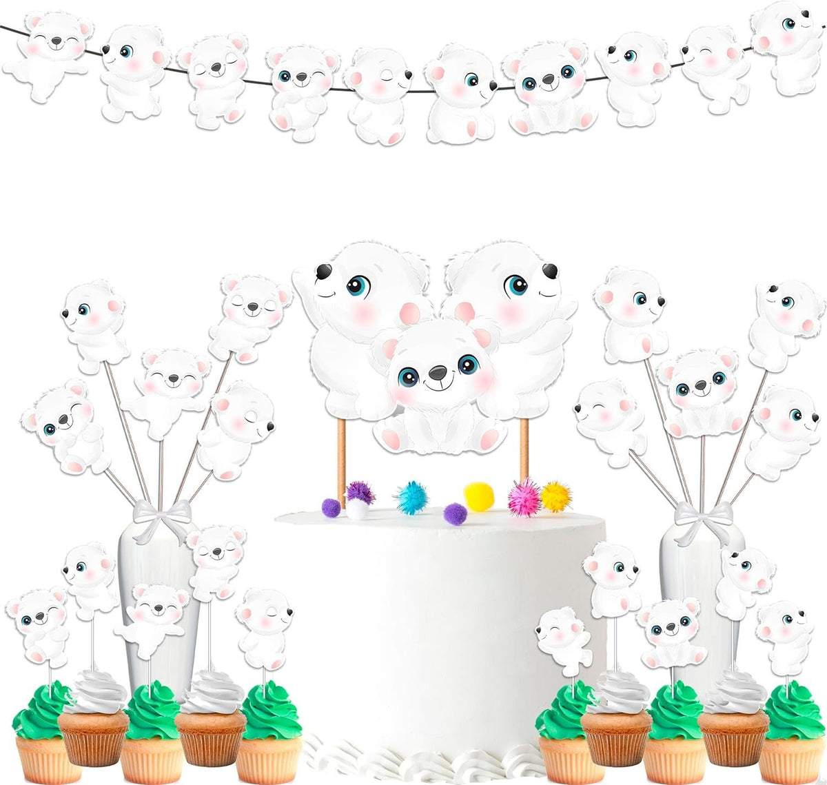 Polar Bear Baby Shower & Birthday Party Decor Set