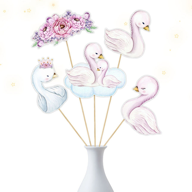 Set of 5 Swan Centerpieces for Elegant Party Decor