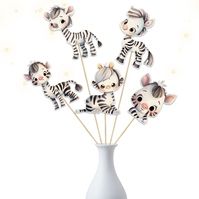 Set of 5 Zebra Centerpieces for Safari Party Decor