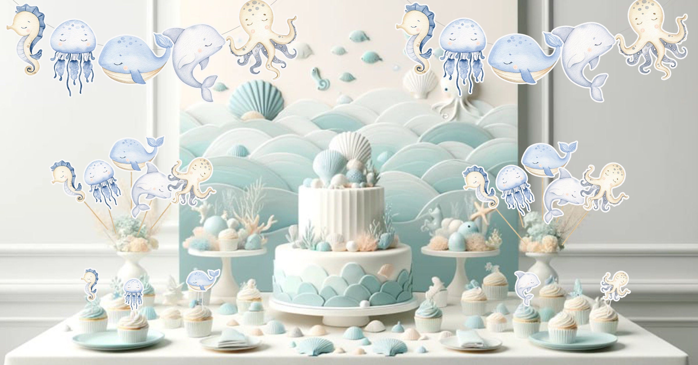 Adorable Under the Sea Cupcake Toppers - Perfect for Ocean-Themed Parties
