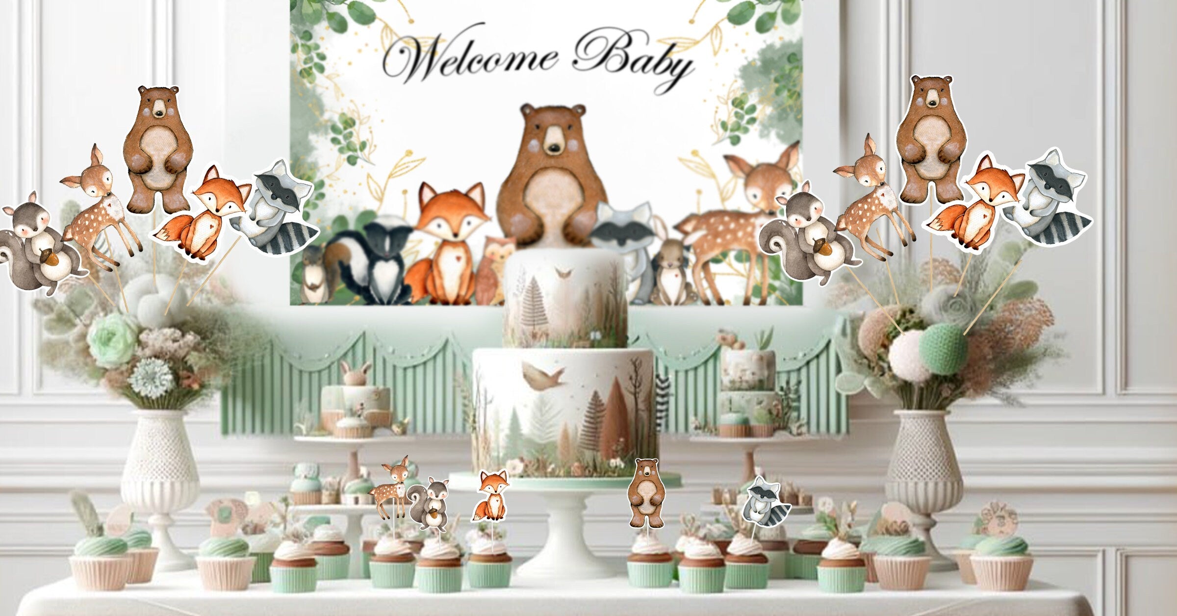 6 Pcs Woodland Animals Party Favor Bags | Forest Animals Birthday Party Supplies | Fox | Bear Animals Birthday Decorations Favors