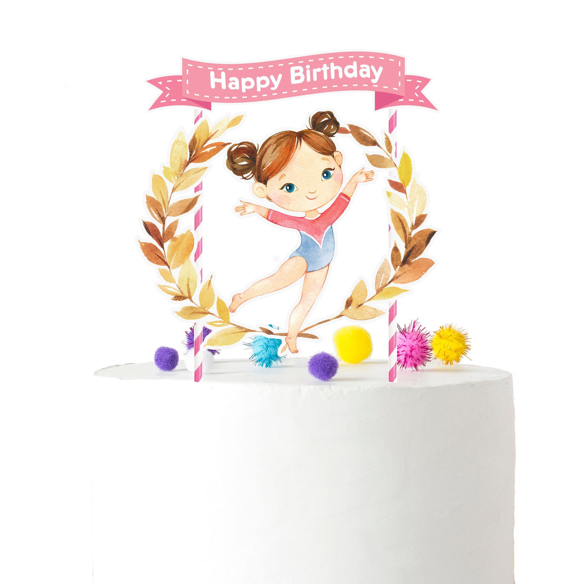 Tumble & Twirl - Energetic Gymnastic Girl Cake Topper for Birthday Celebrations