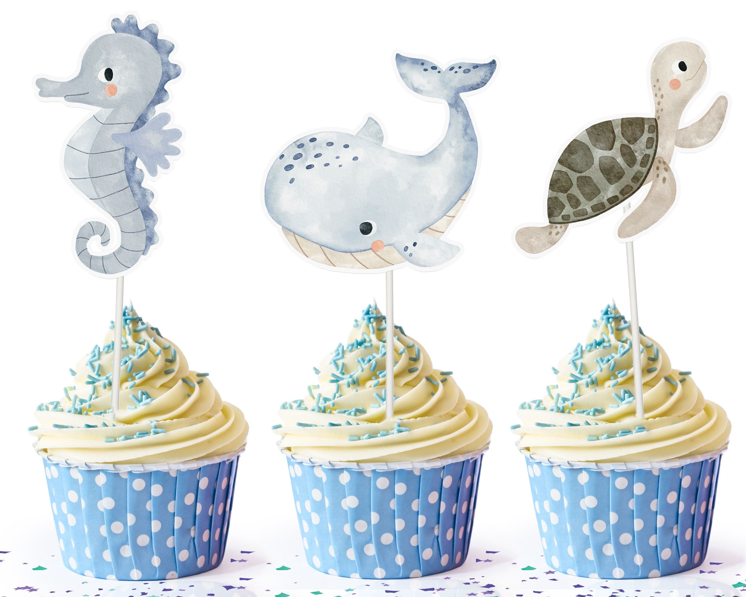 Enchanting Under the Sea Cupcake Toppers - Ocean Adventure Party Decor