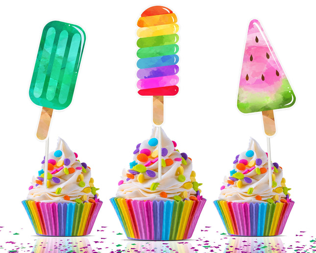 Sweet Summer Popsicle Cupcake Toppers - Colorful Party Decorations for All Occasions