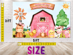 "Bales of Joy for the Baby Girl" - Farm Animals Baby Shower Backdrop 5x3 FT